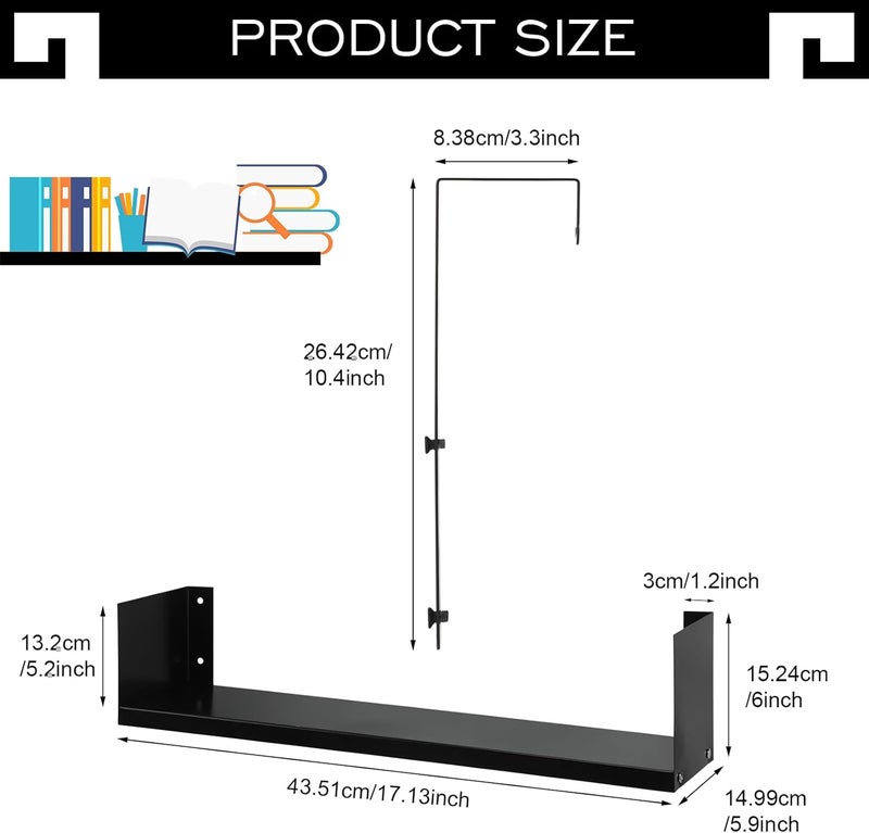 Lineshading Office Cubicle Shelf Storage Organizer Hanging File Organizer Cubicle Hanging Shelf Accessories Storage Bookshelf with Hooks for Home Desk - Image 3